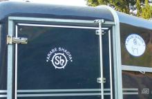 Autocollants logo shagya blanc sur fond transparent